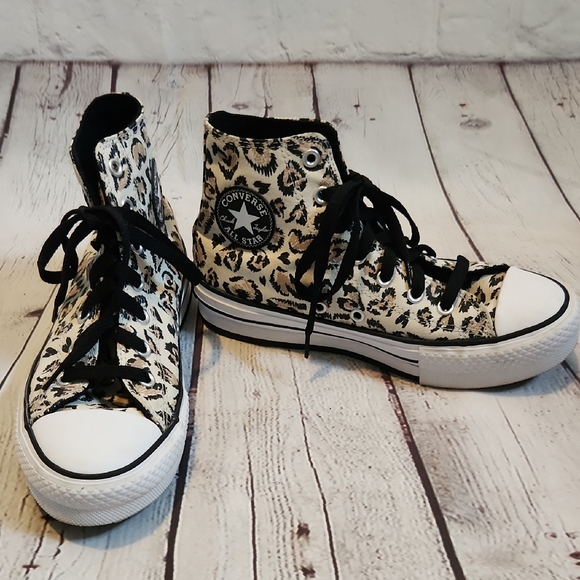 Converse Other - Converse Animal Print High-Tops with Black and White Accents